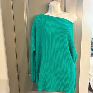 Women's Off-Shoulder Sweater - Green
